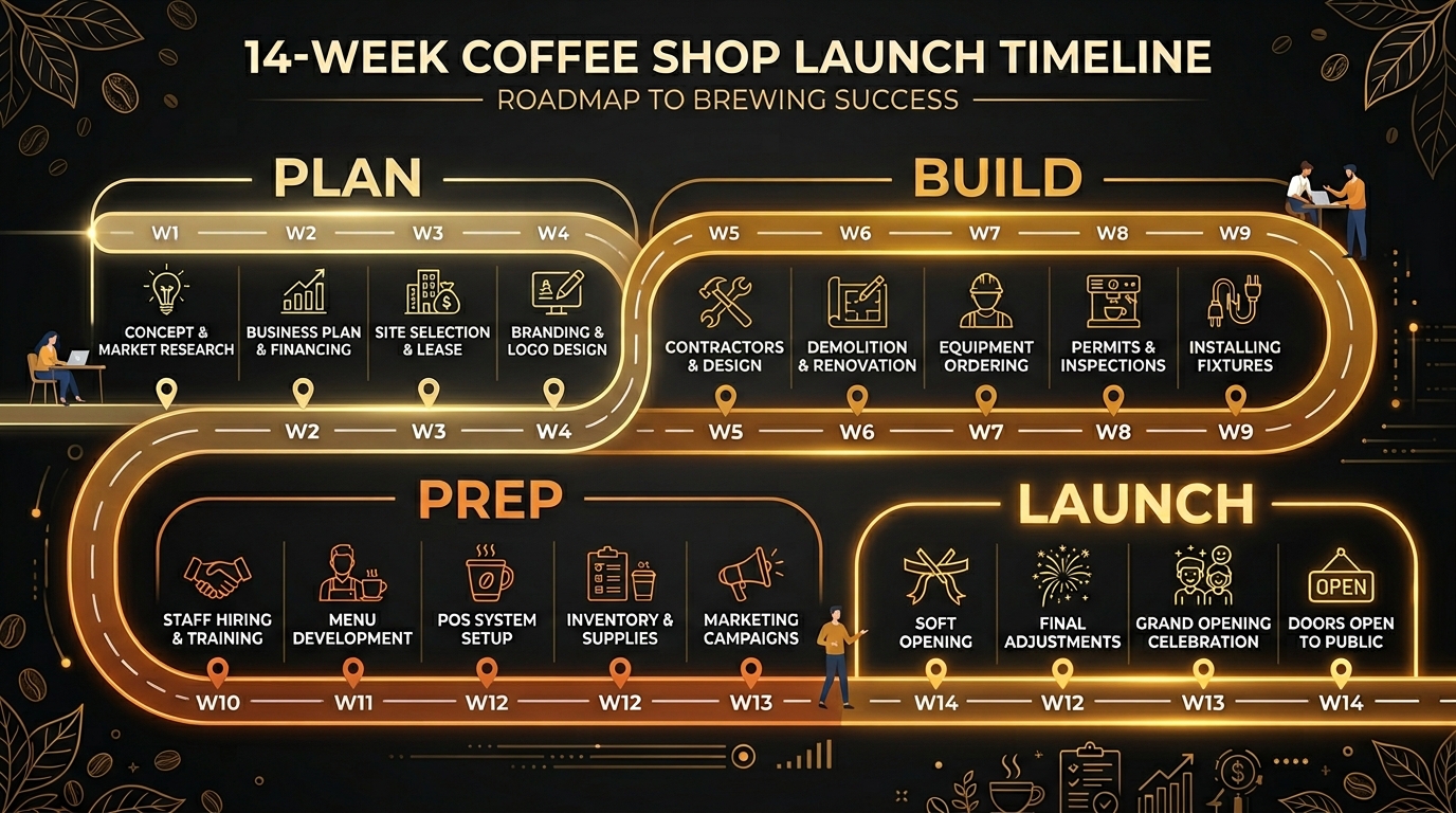 Coffee shop launch timeline