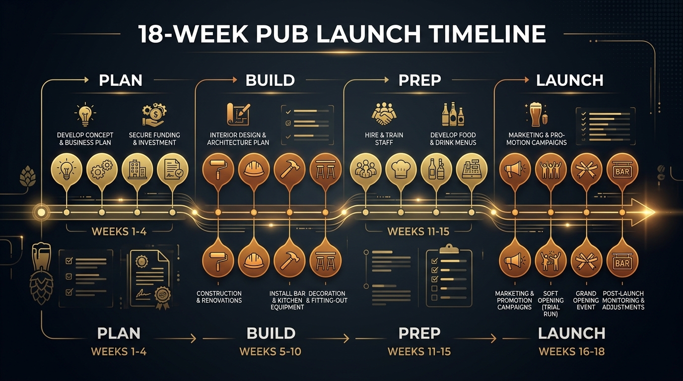 Pub launch timeline