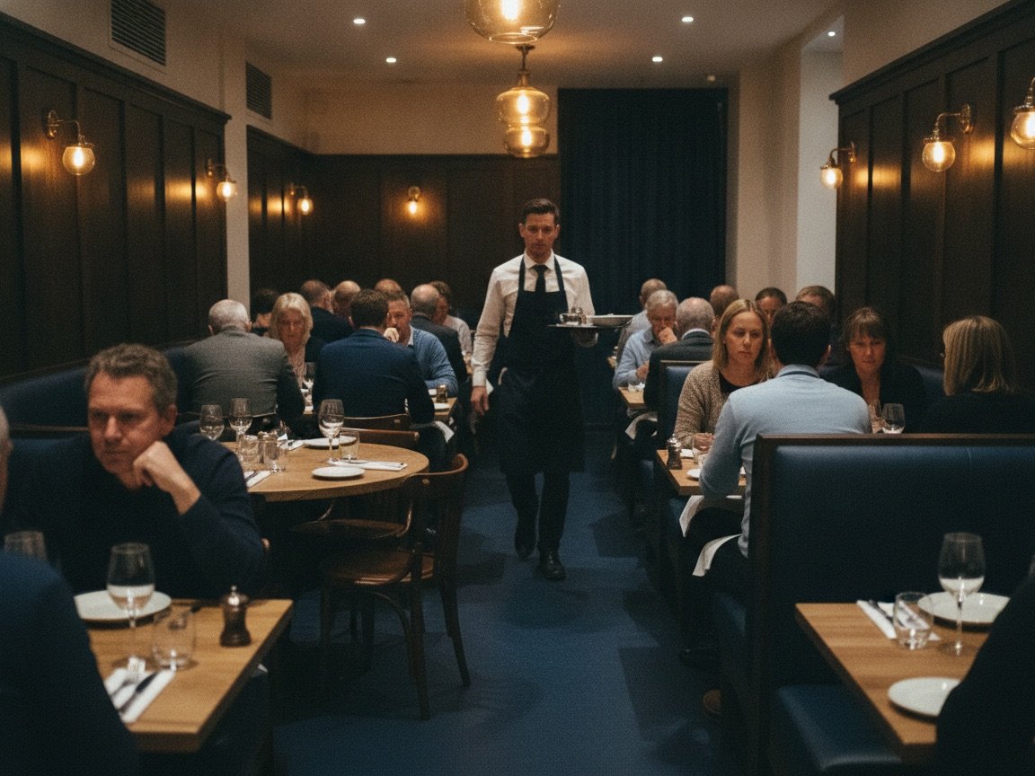 Independent restaurant dining room during a busy evening service