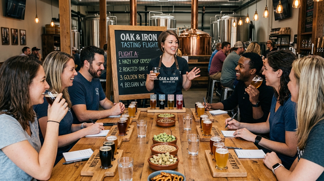 Beer tasting notes card and guided tasting experience materials