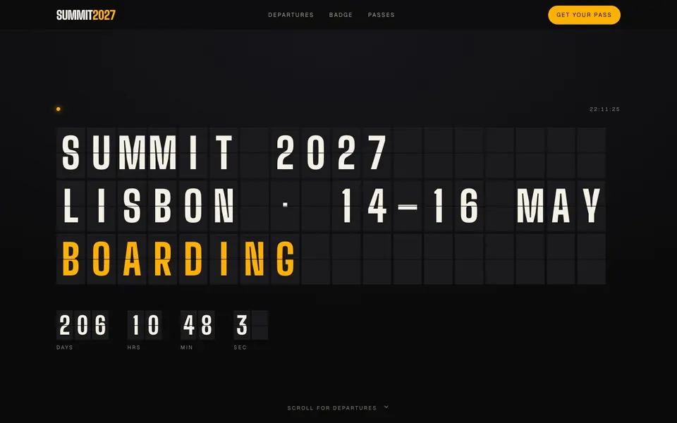 SUMMIT 2027 concept website, homepage